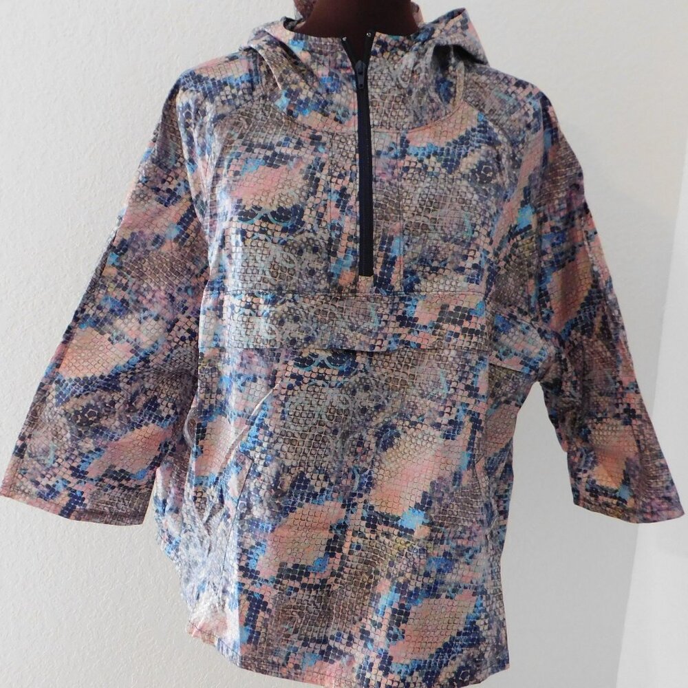 Karen Kane Life Hooded Jacket Windbreaker Snakeskin Animal Print NEW Medium